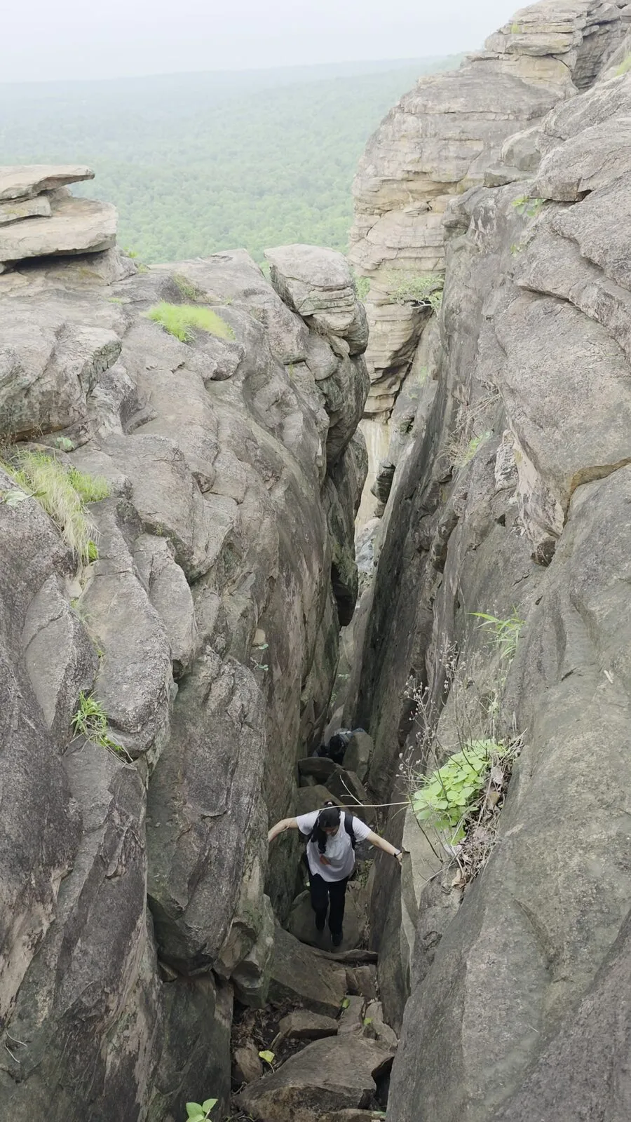 down through the rocks