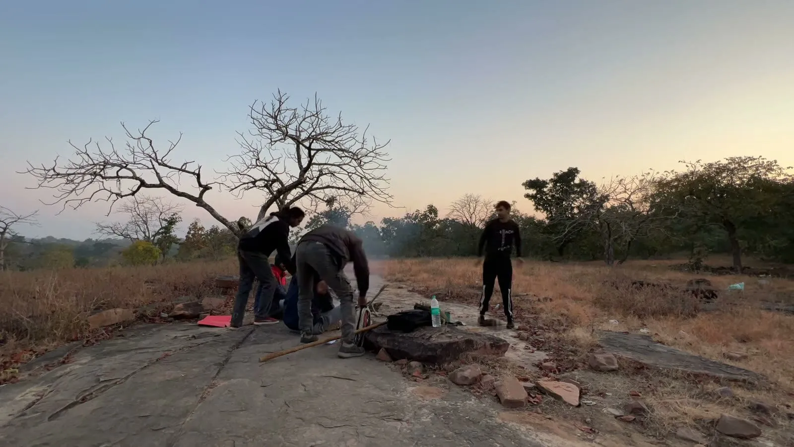 setting up before dark